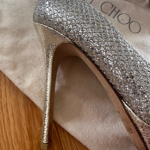 JIMMY CHOO GLITTER PEEP TOE PUMPS SZ 8.5 - Picture 16 of 16